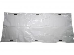 White LDPE body bag with straight zipper and 6 internal handles for adults