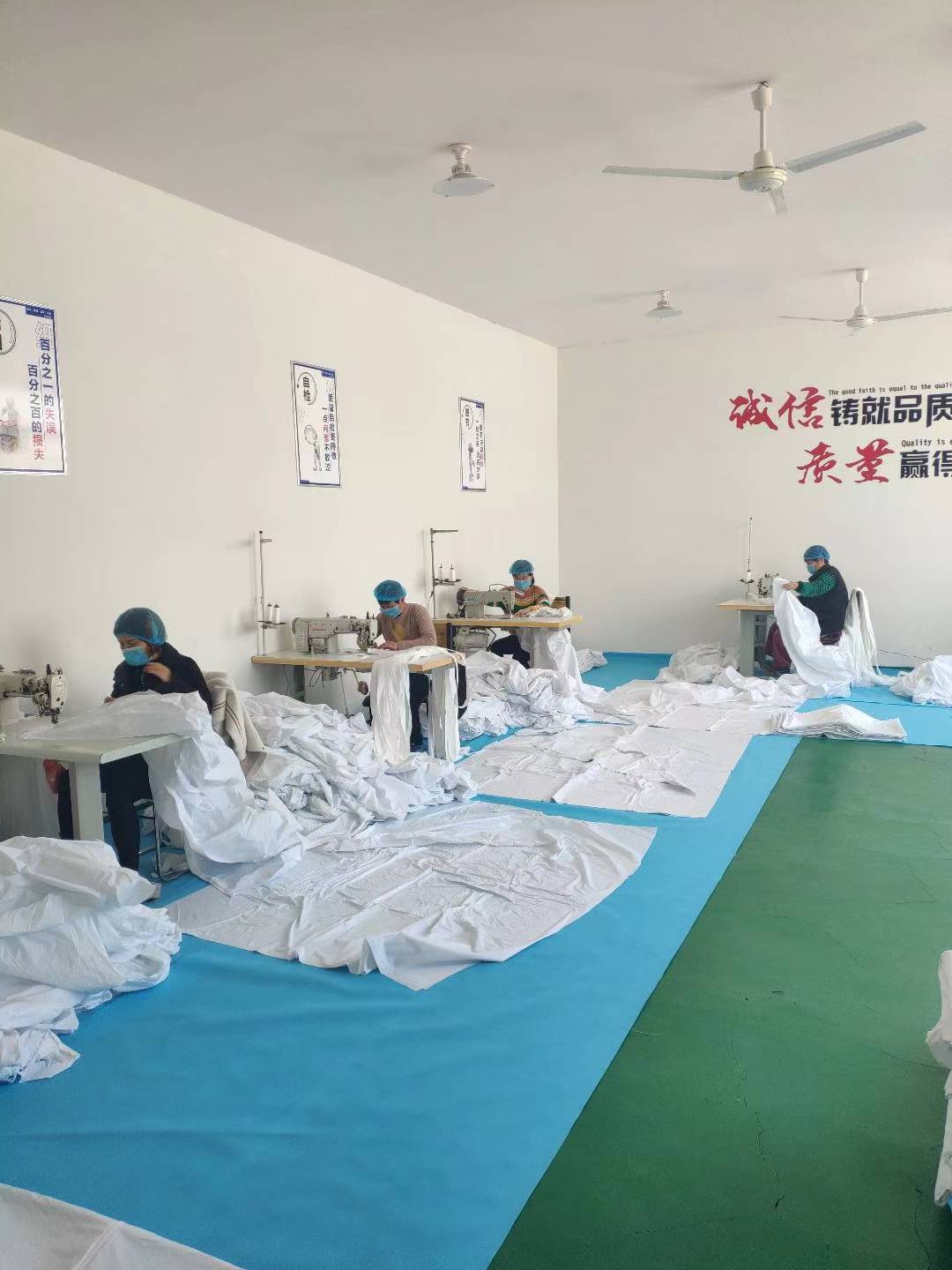 A corner of the workshop for sewing body bags